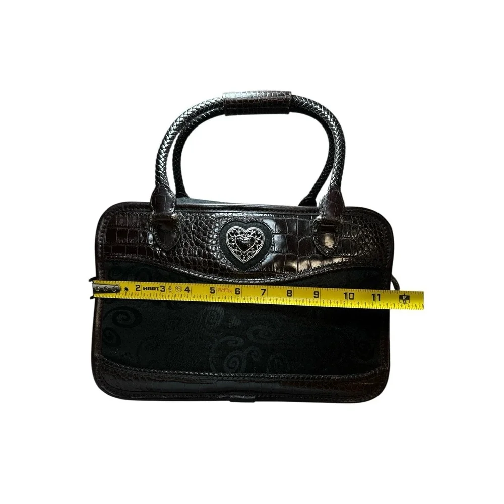 Vintage Brighton Cosmetic Travel Toiletries Bag Brown Leather Black Canvas Case